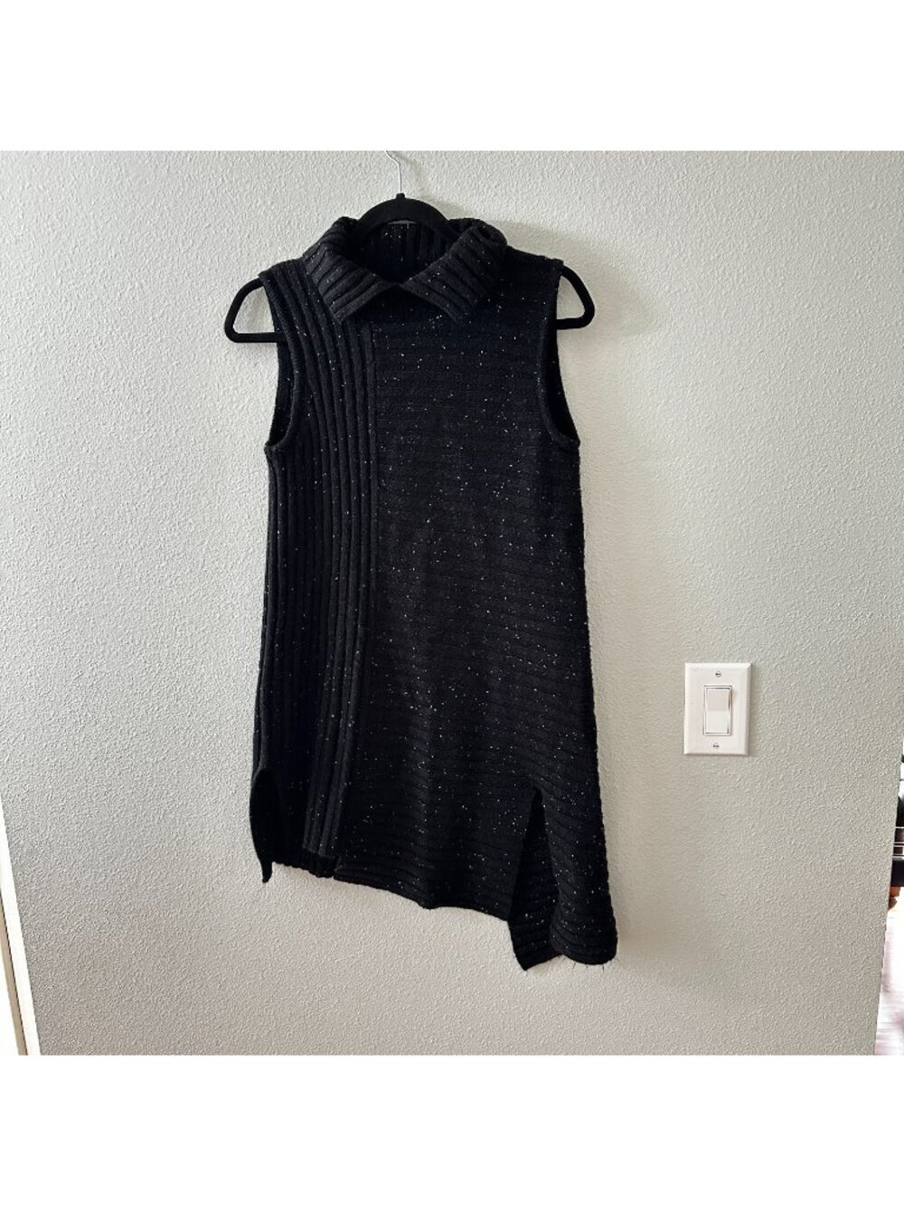 Krimson Klover Asymmetrical Black Sweater Tunic Women's SMALL Black